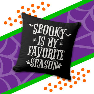Spooky Season Ghosts Bats Spiders Happy Halloween Throw Pillow