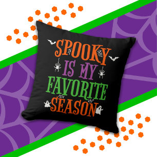 Spooky Season Ghosts Bats Spiders Happy Halloween Throw Pillow