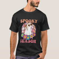 Spooky Season Groovy Ghost Cat Retro Vintage Hallo