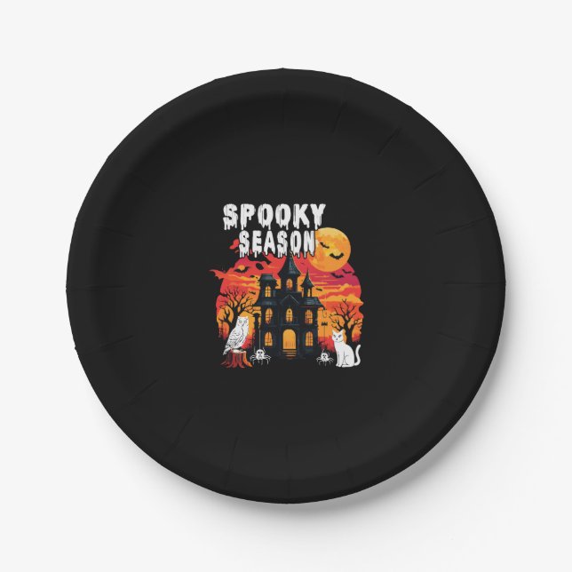 Spooky Season Halloween (2) Paper Plate (Front)
