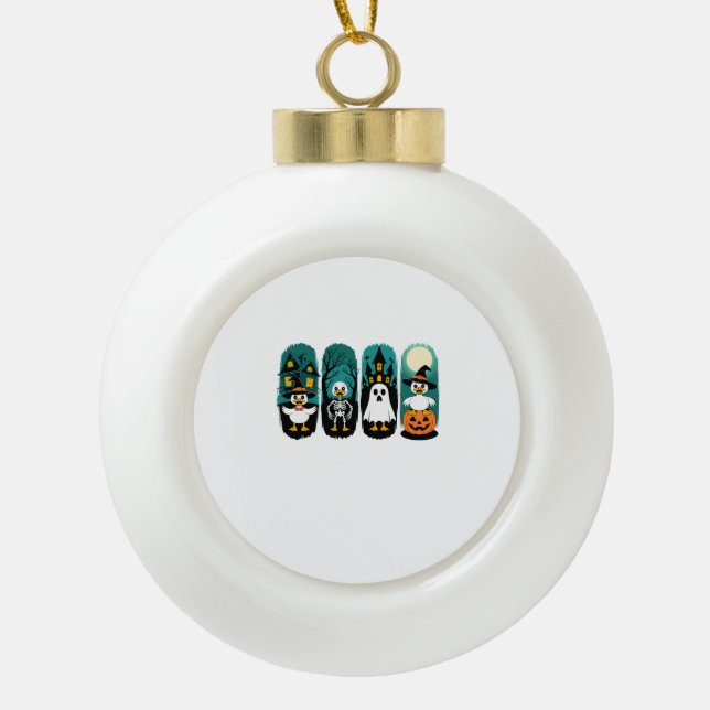 Spooky Season Halloween Ceramic Ball Christmas Ornament (Front)