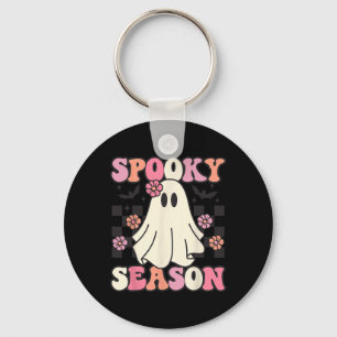 Spooky Season Halloween Ghost Costume Retro Groovy Keychain
