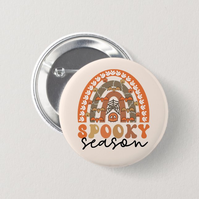 Spooky Season Halloween Rainbow Fall  2 Inch Round Button (Front & Back)