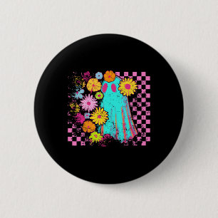 Spooky Season Happy Halloween Funny Ghost Wildflow 2 Inch Round Button