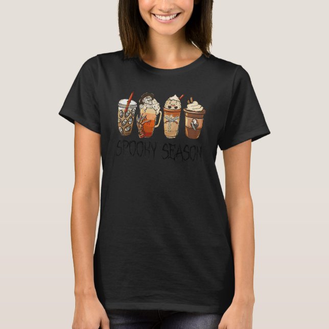 Spooky Season Horror Fall Coffee Halloween Autumn T-Shirt (Front)