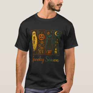 Spooky Season Horror Halloween Ghost Cat Pumpkin R T-Shirt