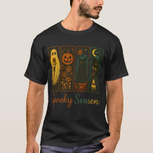 Spooky Season Horror Halloween Ghost Cat Pumpkin R T-Shirt