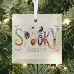 Spooky Season Iridescent Halloween Glass Ornament