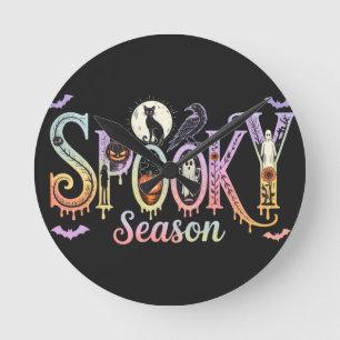 Spooky Season Iridescent Halloween Round Clock