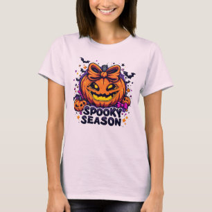 Spooky Season Pumpkin Bow T-Shirt