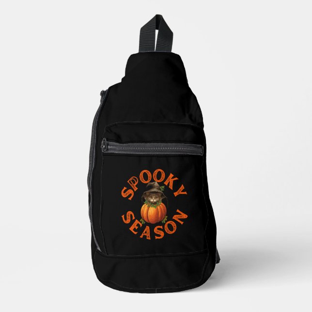 Spooky Season Pumpkin Cat Sling Bag (Front)