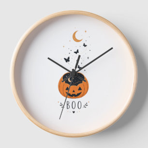 Spooky Season Pumpkin Halloween Design Clock