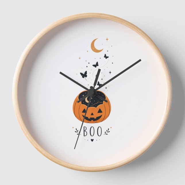 Spooky Season Pumpkin Halloween Design Clock (Front)