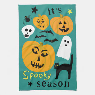 Spooky Season Pumpkins Ghost Bat HALLOWEEN Autumn Kitchen Towel