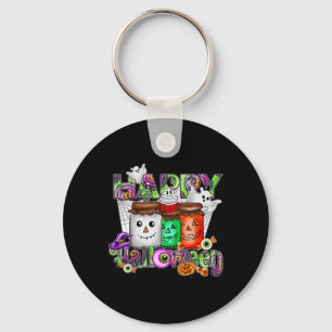 Spooky Season Retro Happy Halloween Ghost Women To Keychain
