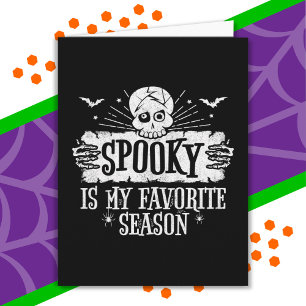 Spooky Season Scary Skeleton Bats Happy Halloween Card
