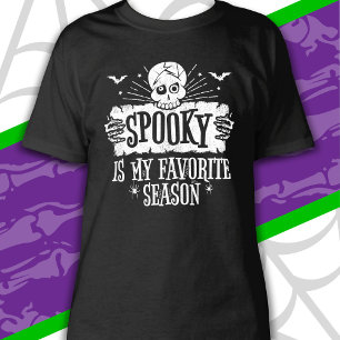 Spooky Season Scary Skeleton Bats Happy Halloween T-Shirt