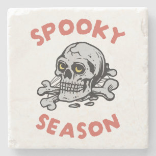 Spooky Season Scary Skull Halloween Stone Coaster