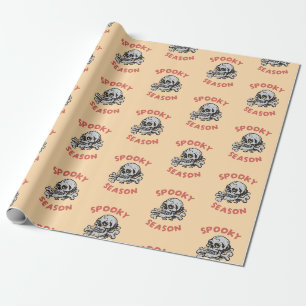 Spooky Season Scary Skull Halloween Wrapping Paper