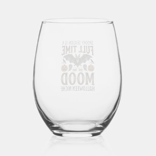 Spooky Season Shirt Vintage Engraving Halloween Gr Stemless Wine Glass