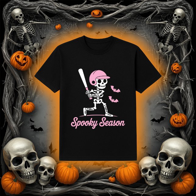 Spooky Season | Skeleton Hitter Pink Bats T-Shirt (Creator Uploaded)