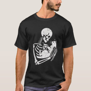 Spooky Season Skeleton Holding A Cat Halloween T-Shirt