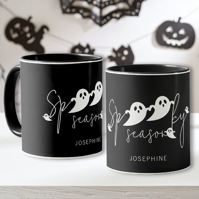 Spooky Season Text And Ghosts With Name Halloween Mug (Creator Uploaded)
