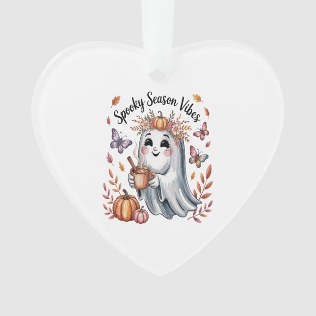 Spooky Season Vibes Ghost Ornament (Front)