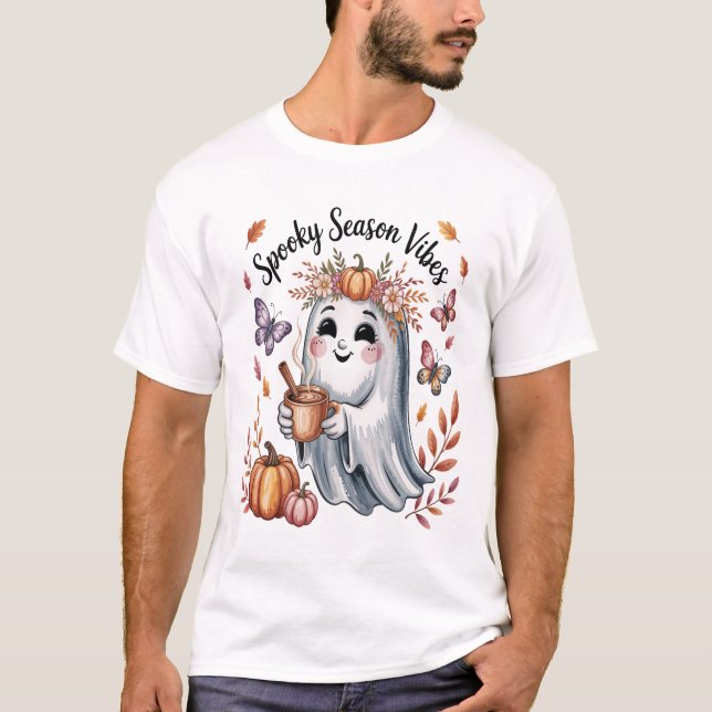 Spooky Season Vibes Ghost T-Shirt (Front)