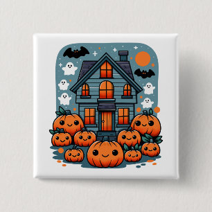 Spooky Season Vibes Halloween Pumpkins Custom 2 Inch Square Button
