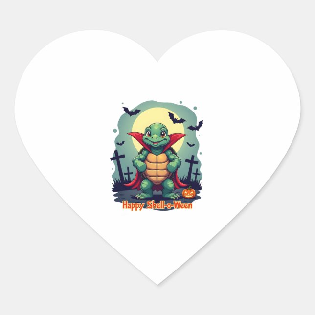 Spooky Shell Surprise Turtle Heart Sticker (Front)