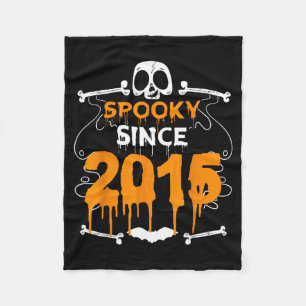 Spooky Since 2015 Halloween Bday Gifts 7th Fleece Blanket