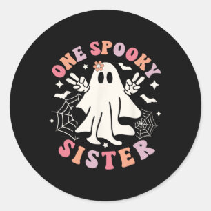 Spooky Sister Ghost Spooky Retro Family Halloween Classic Round Sticker