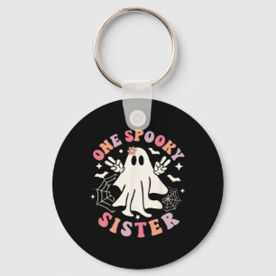 Spooky Sister Ghost Spooky Retro Family Halloween  Keychain