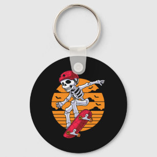 Spooky Skateboarding Skeleton Funny Skater Keychain