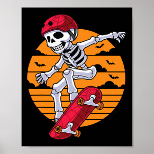 Spooky Skateboarding Skeleton Funny Skater Poster