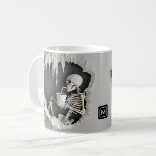 Spooky Skeleton 3D Abstract Illustration Halloween Coffee Mug