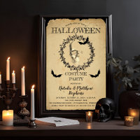 Spooky Skeleton Bat Wreath Halloween Costume Party