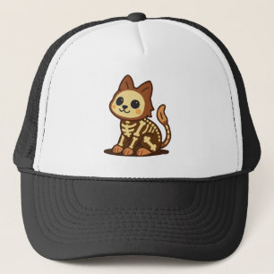 Spooky Skeleton Cat Trucker Hat