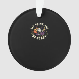 Spooky Skeleton Celebrating Halloween Eat Drink Ornament