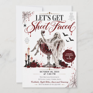 Spooky Skeleton Cocktail Halloween Party Invitation