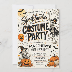 Spooky Skeleton Costume Party Halloween Birthday Invitation