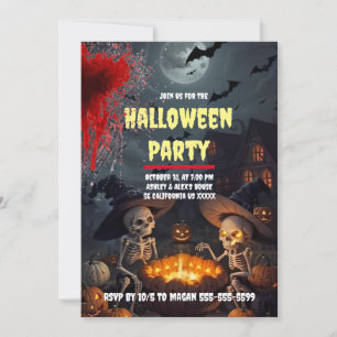 Spooky Skeleton Custom Halloween Party Invitation