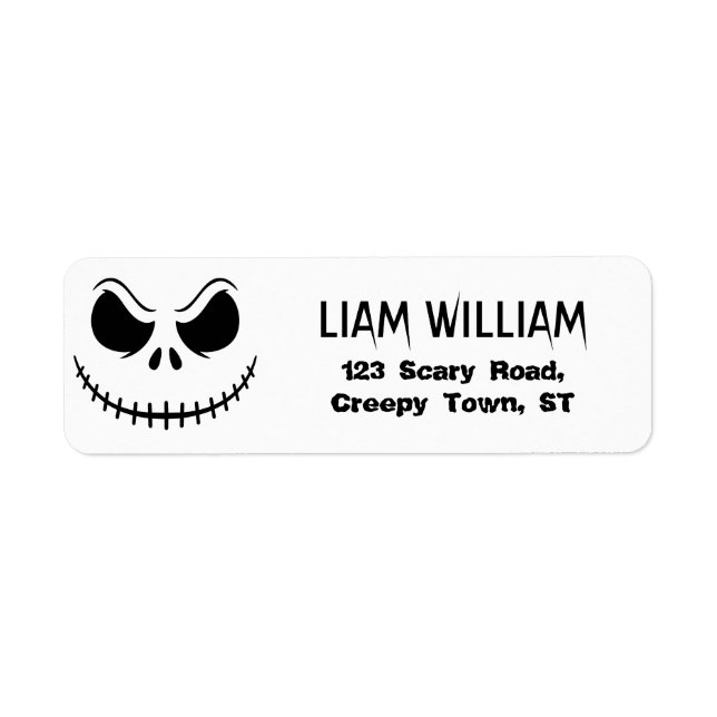 Spooky Skeleton Face Halloween Return Address  (Front)