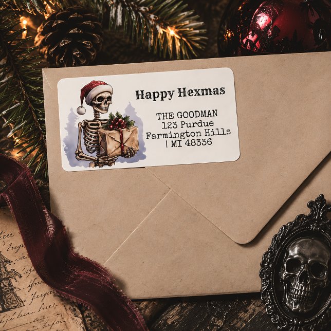 Spooky Skeleton Gothic Christmas Label (Creator Uploaded)