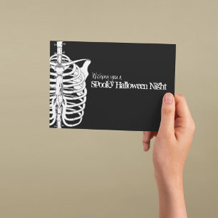 Spooky Skeleton Halloween Black and White Card