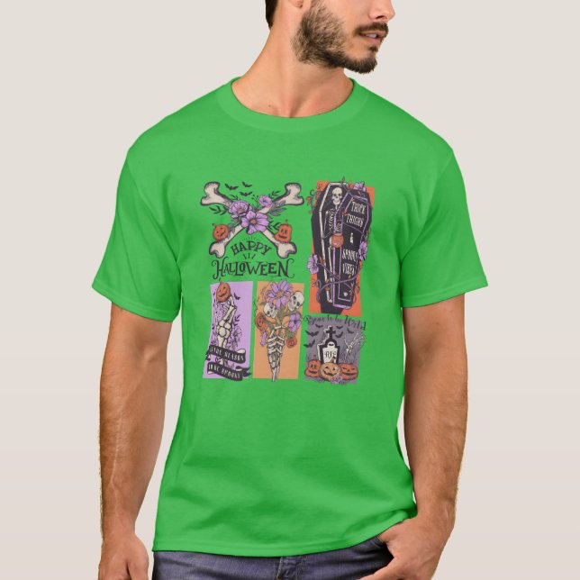 Spooky Skeleton Halloween funny T-Shirt (Front)