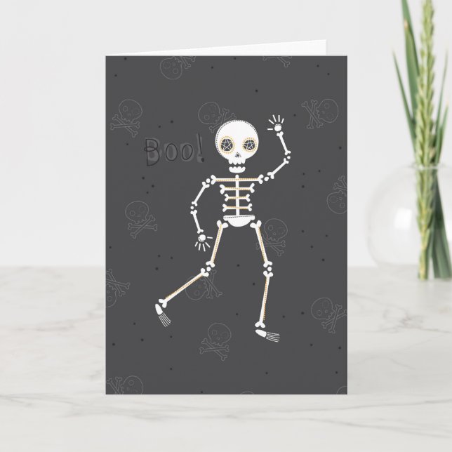 Spooky Skeleton Halloween Greeting Card (Front)