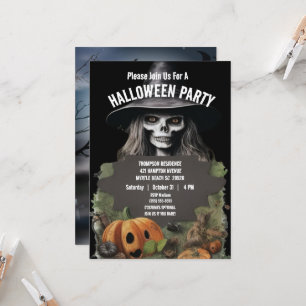 Spooky Skeleton Halloween Party   Invitation