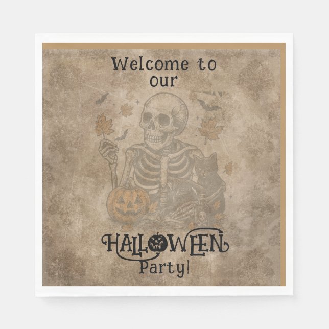 Spooky Skeleton Halloween Party   Napkin (Front)